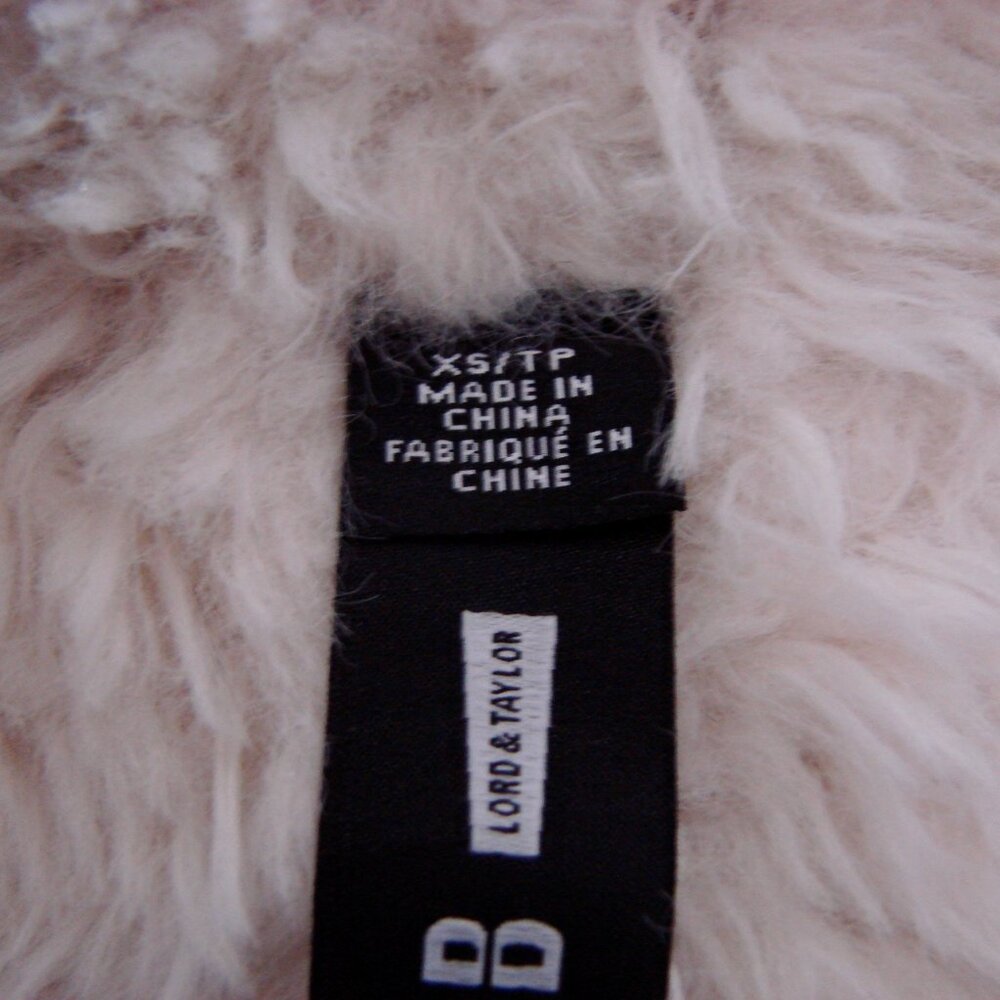 Faux Fur Vest Sherpa Tan Cream Open Front Design Lab Lord & Taylor Size XS - Picture 5 of 12